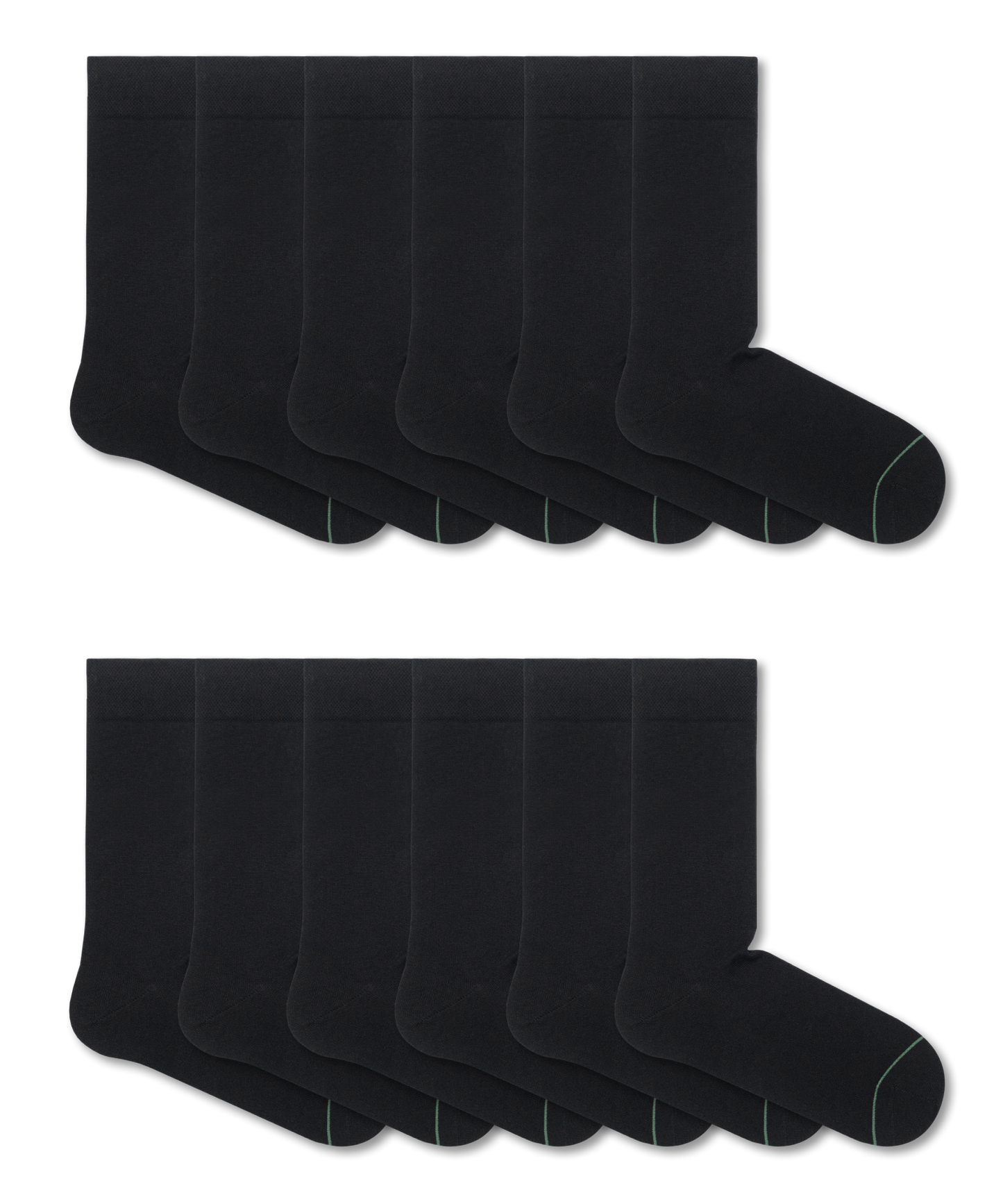 12 x Black Crew Socks in Egyptian Cotton